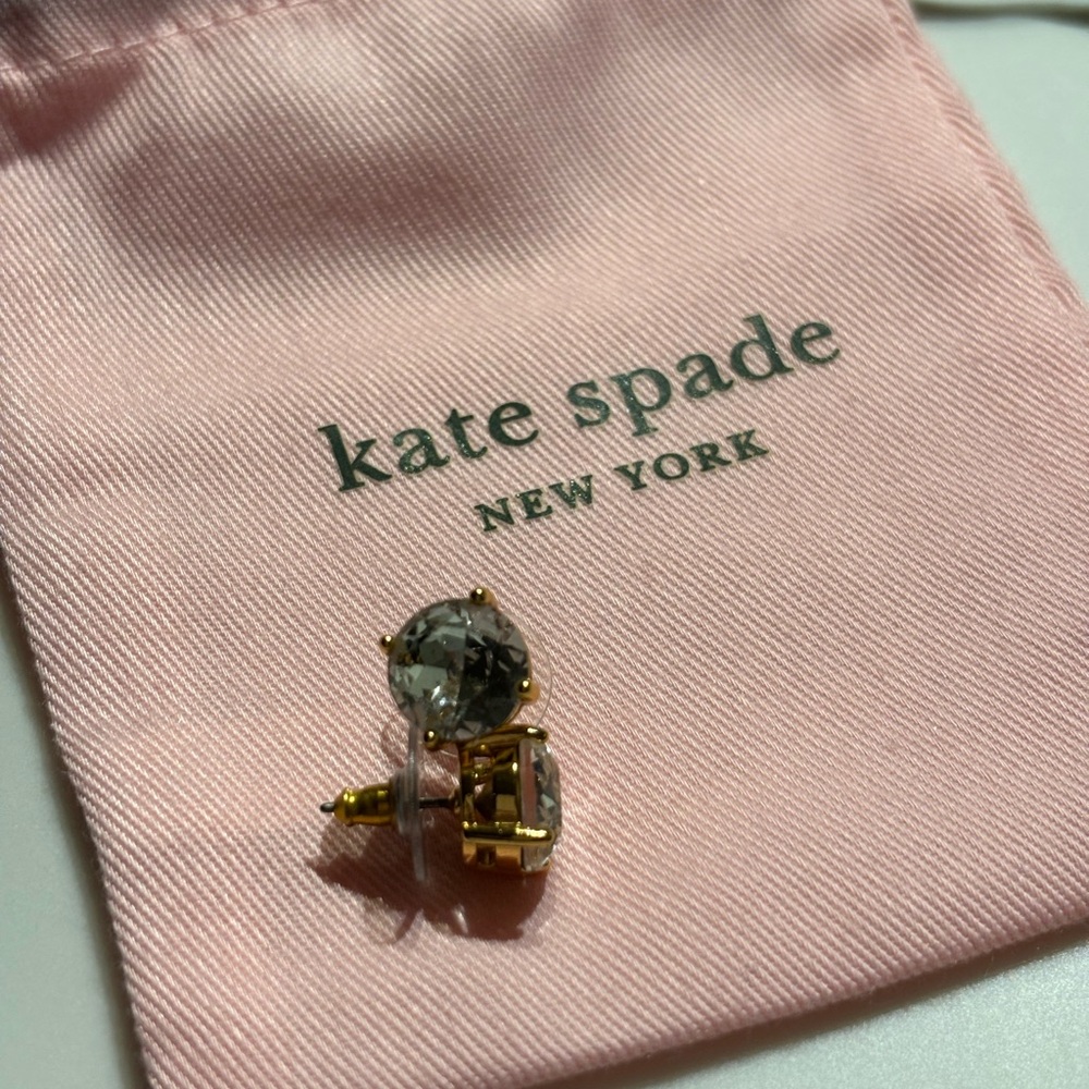 Kate Spade Large Cubic Zirconia studs, 1/4 inch, gold hardware